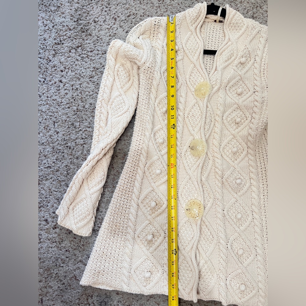 Free‎ People cream Cable knit chunky cardigan sweater boho hippie relaxed medium - Picture 8 of 8